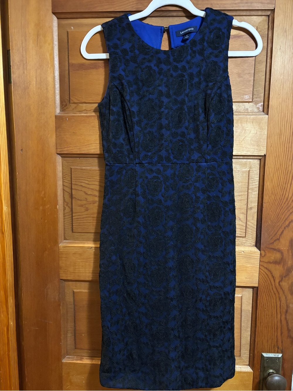 Lands End Navy and Black Lace Sheath Dress